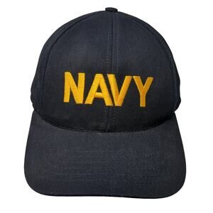 NAVY Snapback Cap Blue One Size Adjustable Embroidered 6 Panel Graffiti